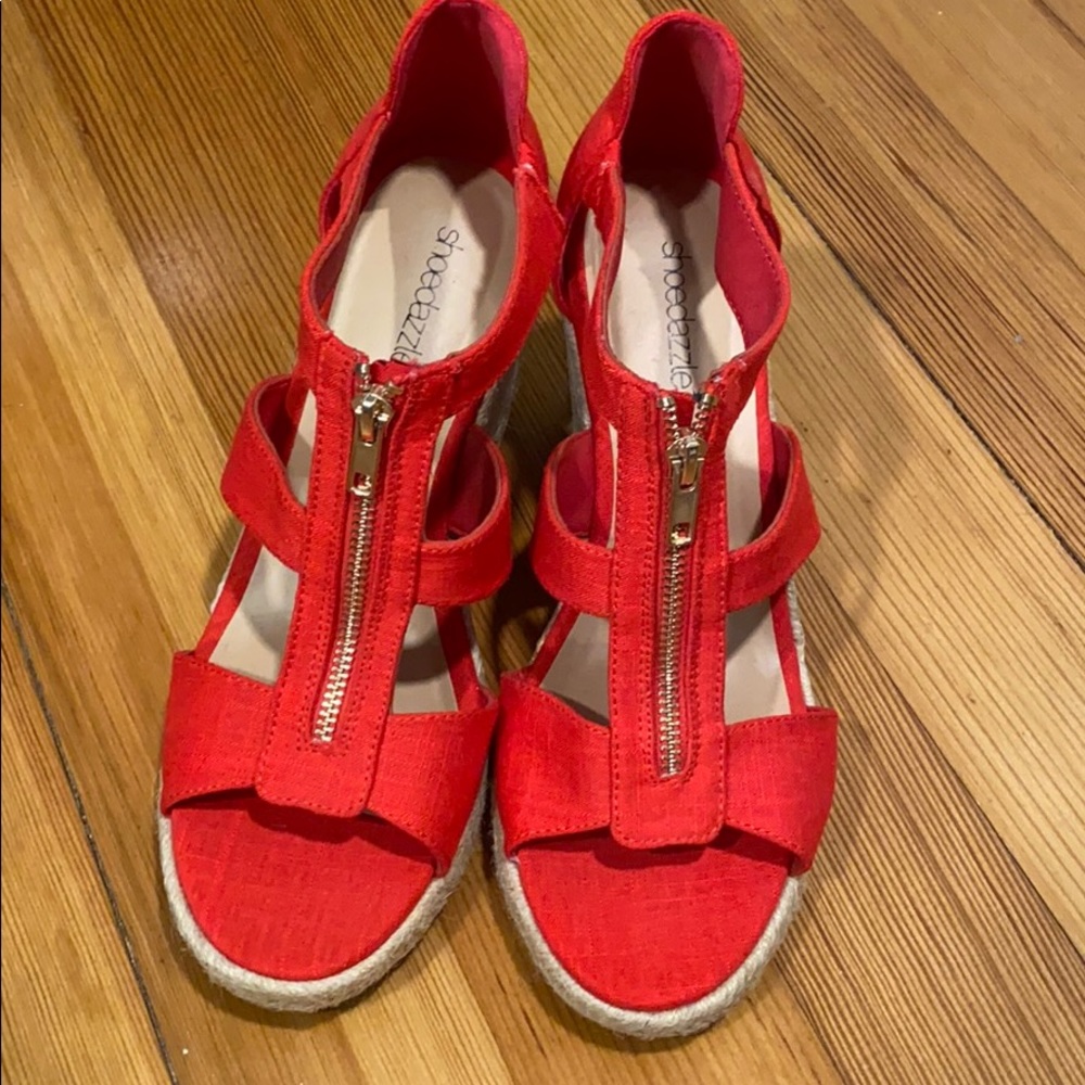 Shoe dazzle Karsey Red Wedges.
